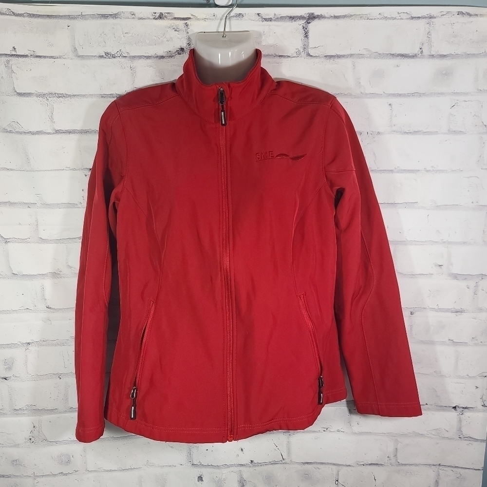 Women's Lightweight Water Resistant Full Zip Red Jacket, Med